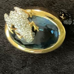 NWT Jewels  by Alpha of London Rhinestone Frog on Garnet Brooch Pin